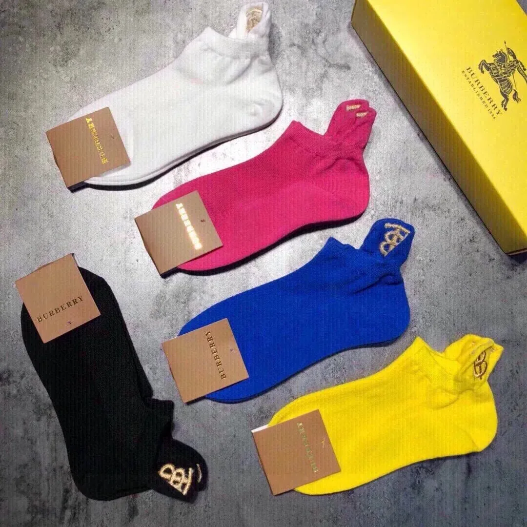 Burberry Burberry Solid Color Socks in Black, White, Pink, Blue, Yellow Black - 1