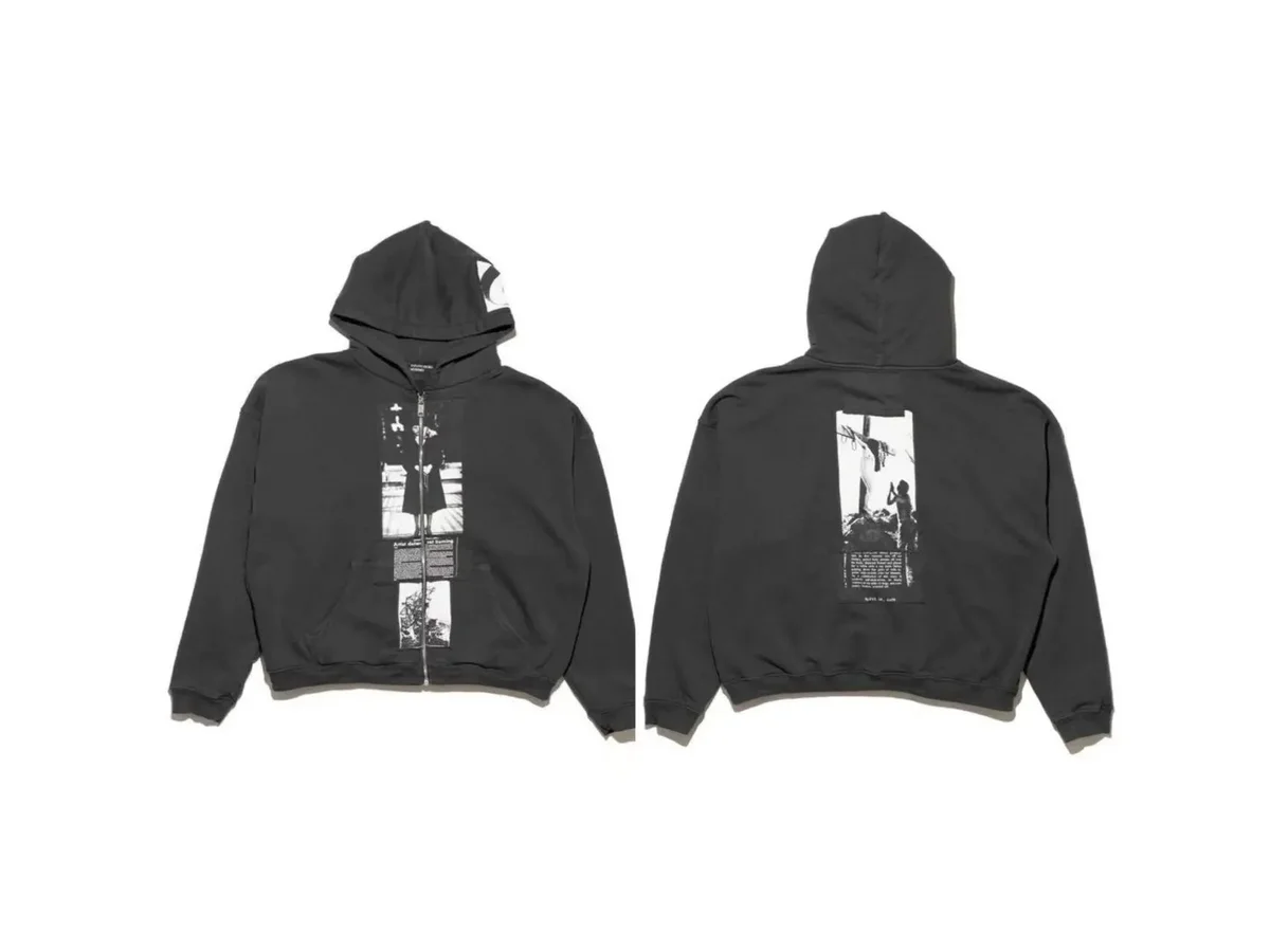 Other Washed Black Graphic Zip-Up Hoodie Black - 1