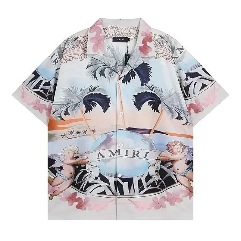 Amiri Amiri Tropical Print Cream Button-Up Shirt Cream - 1