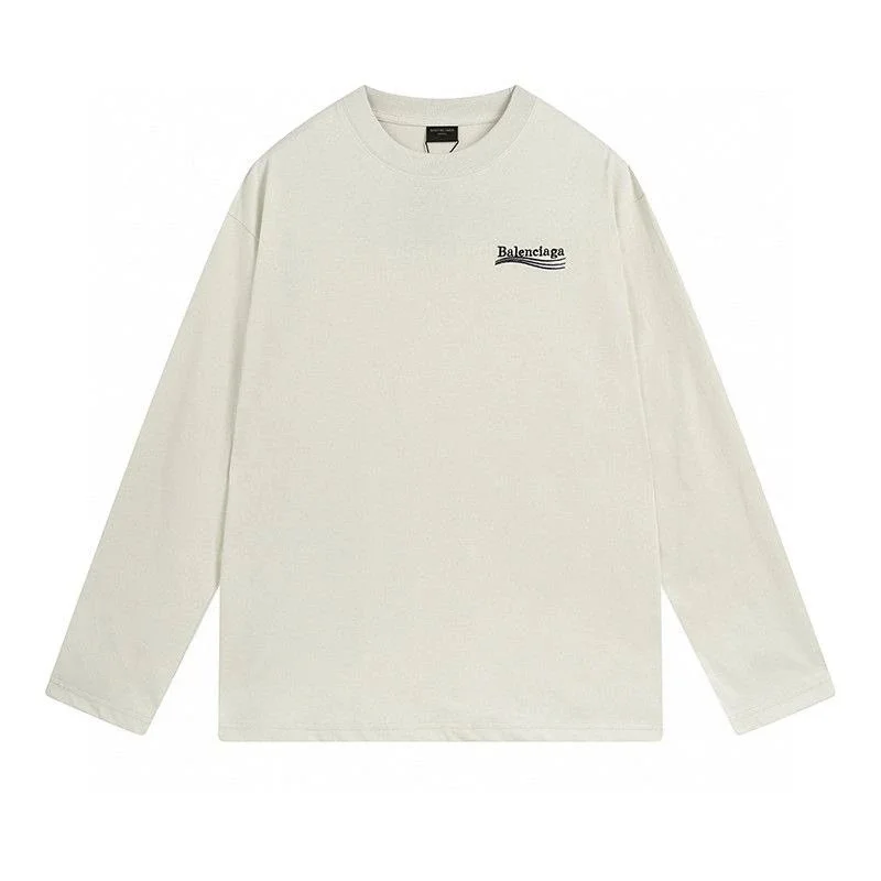 Balenciaga Balenciaga Cream Logo Long Sleeve T-Shirt Cream - 1