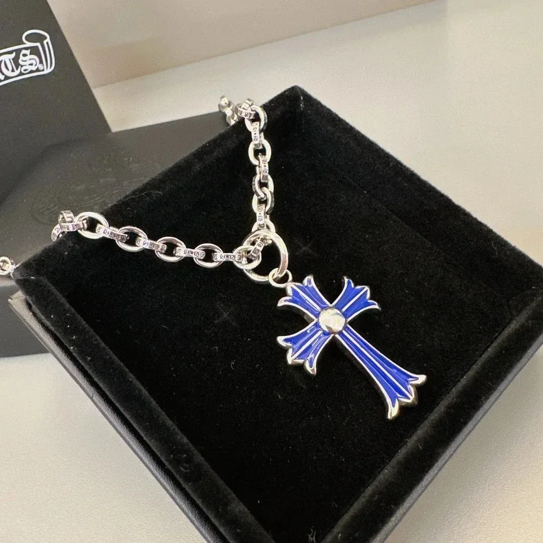 Chrome Hearts Chrome Hearts CH Cross Blue Enamel Necklace Blue - 1