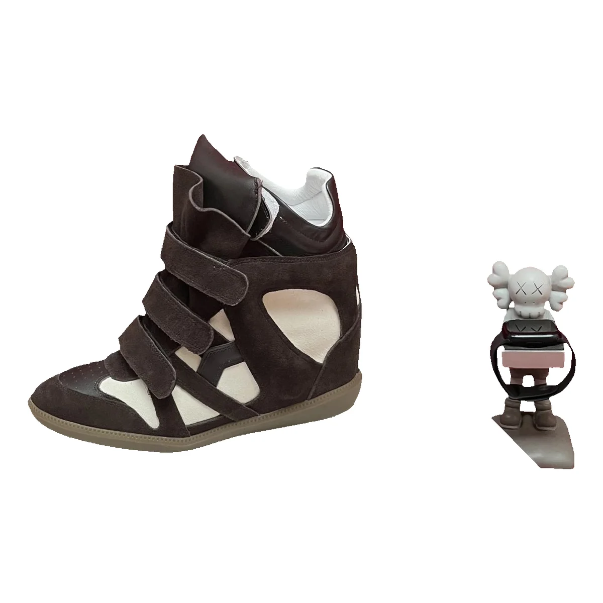 Other Unisex Suede Velcro Sneakers Brown/White Brown - 1