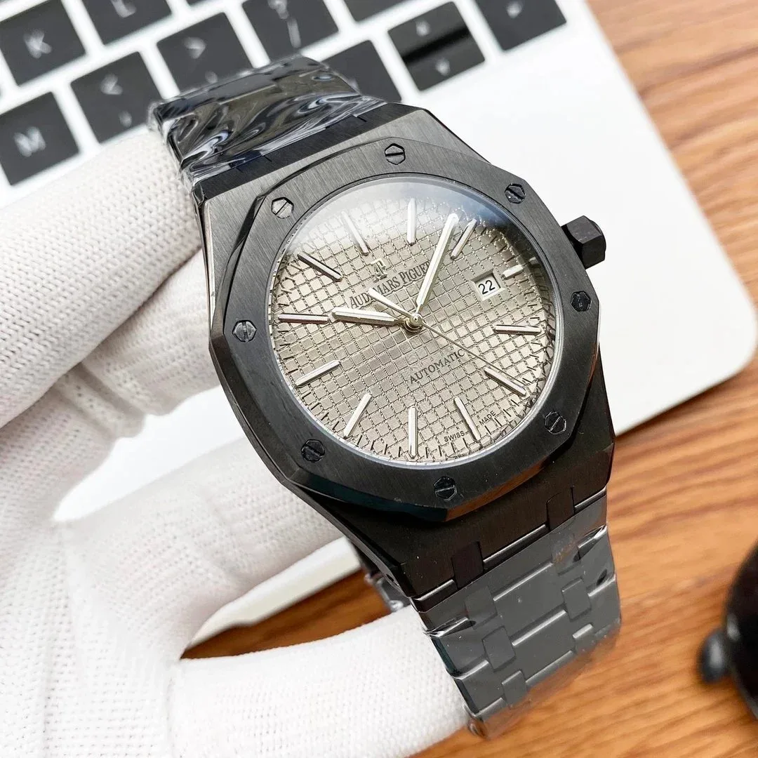 Audemars Piguet Audemars Piguet Royal Oak Black Case Grey Dial Steel Band Watch Black - 1