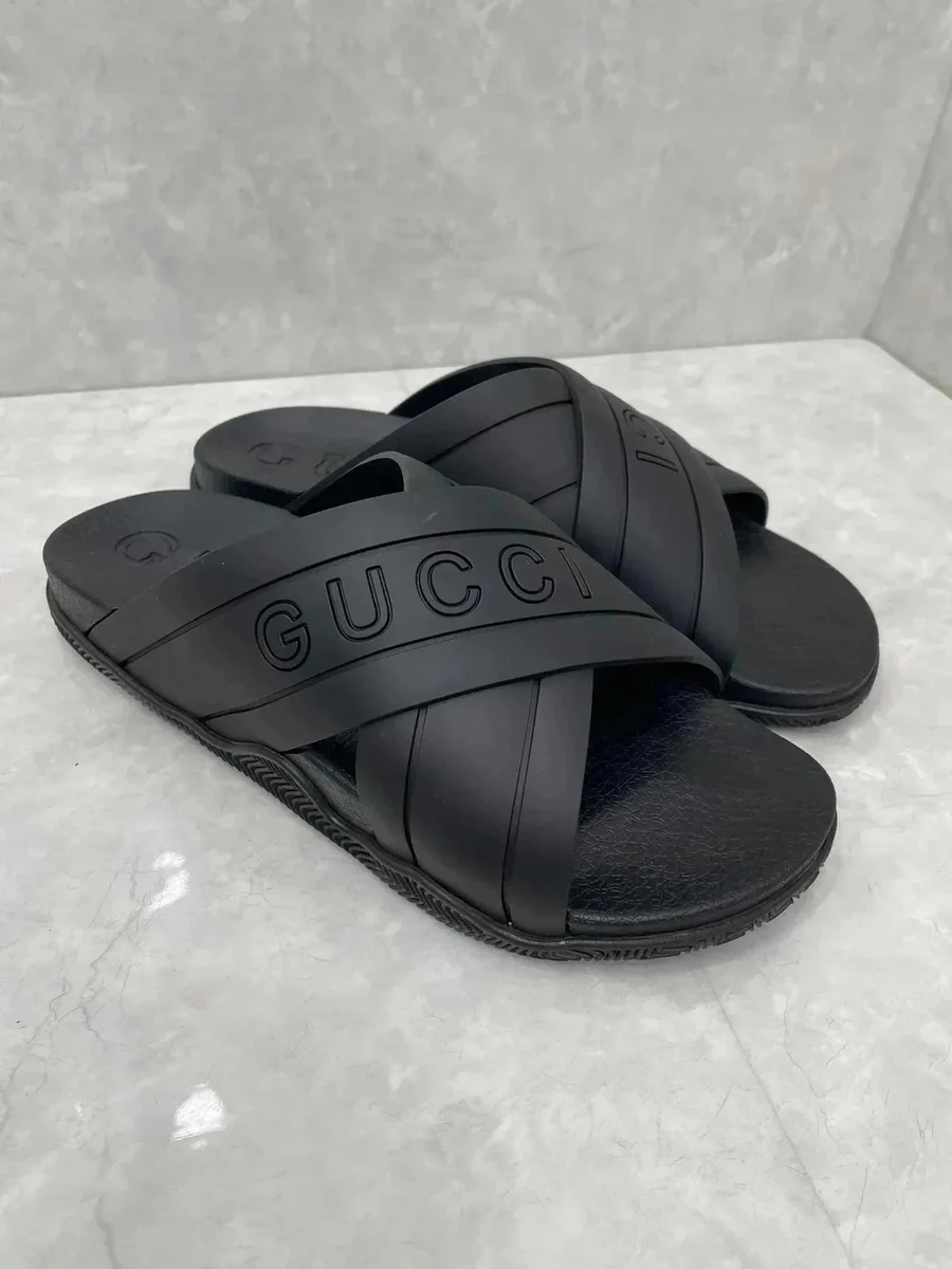 Gucci Gucci Black Logo Slide Sandals Black