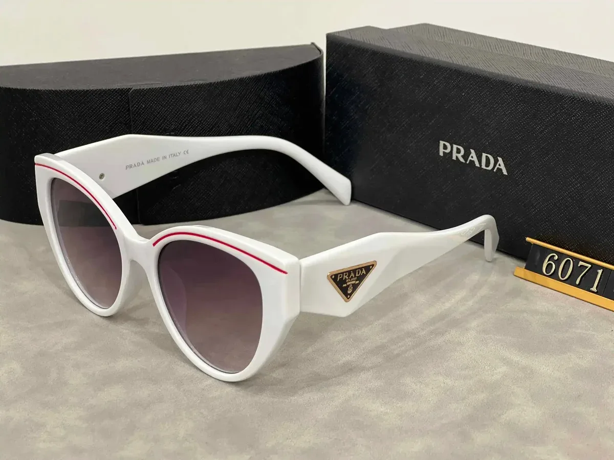 Prada Prada White Red Accents Cat-Eye Sunglasses White - 1