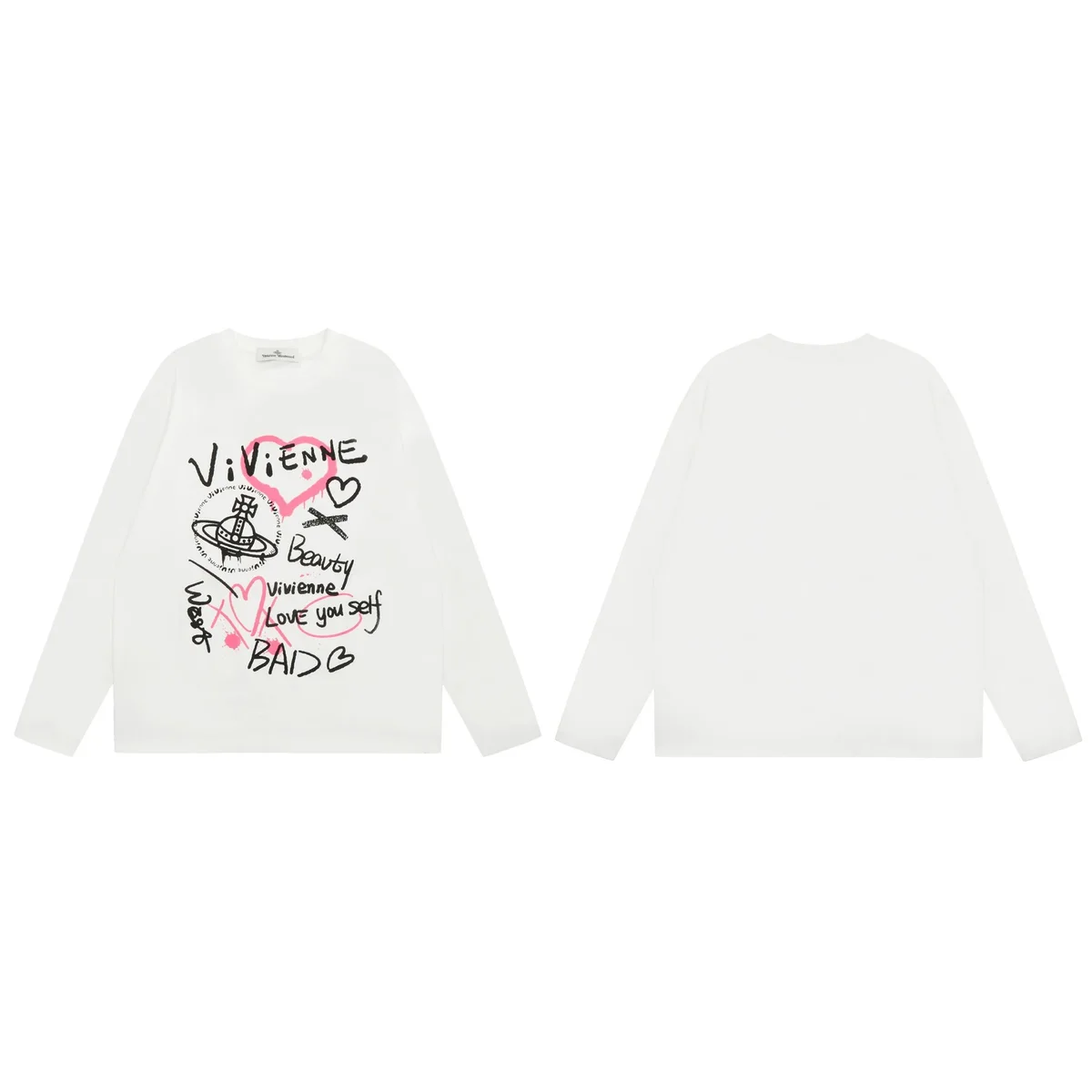 Vivienne Westwood Vivienne Westwood Orb Graffiti Print Long Sleeve T-Shirt White White