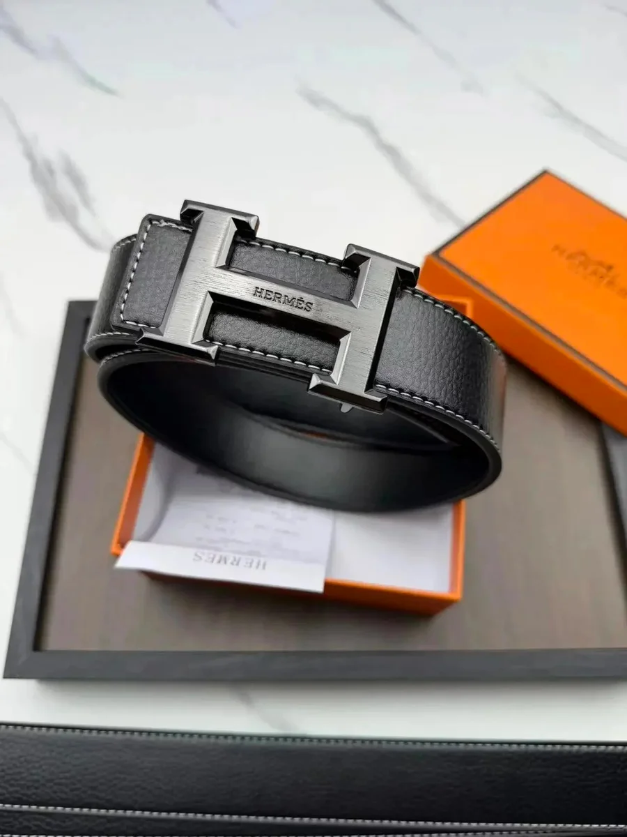 Hermès Hermès Black Leather Belt with H Buckle Black