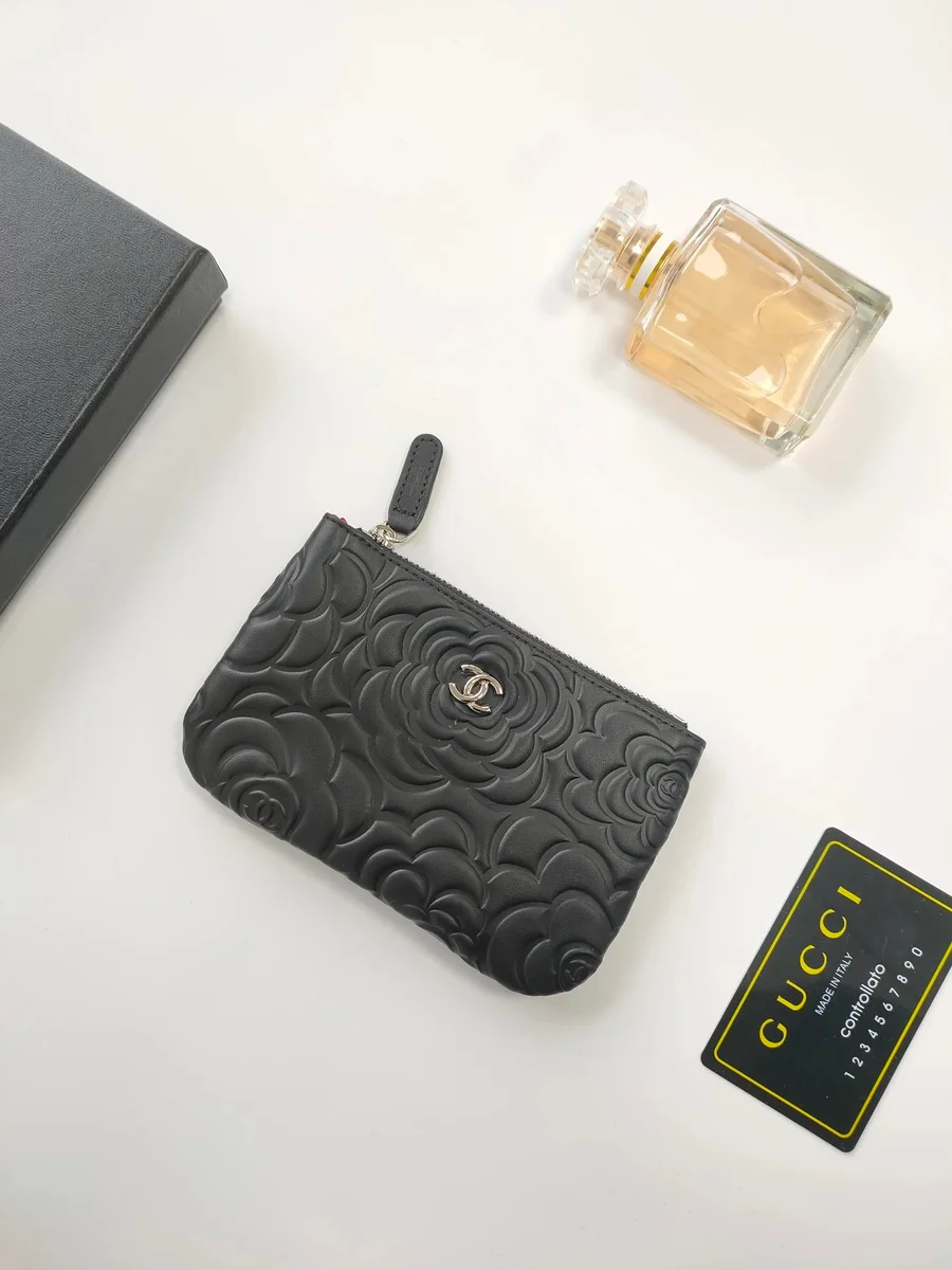 Chanel Chanel Camellia Black Floral Embossed Wallet Black