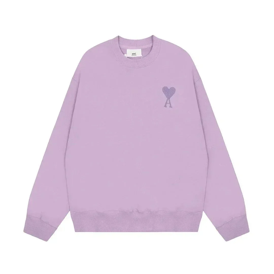 Ami Paris AMI Heart Logo Lavender Cotton Sweatshirt Purple - 1
