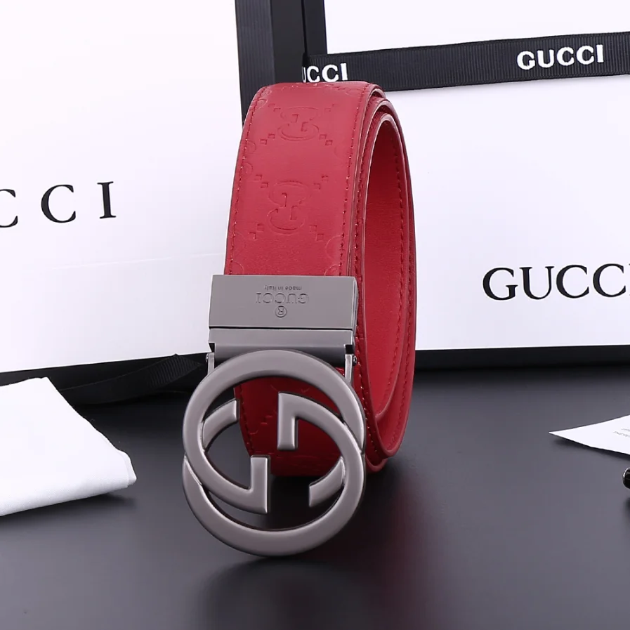 Gucci Gucci GG Belt Red Leather Belt Red - 1