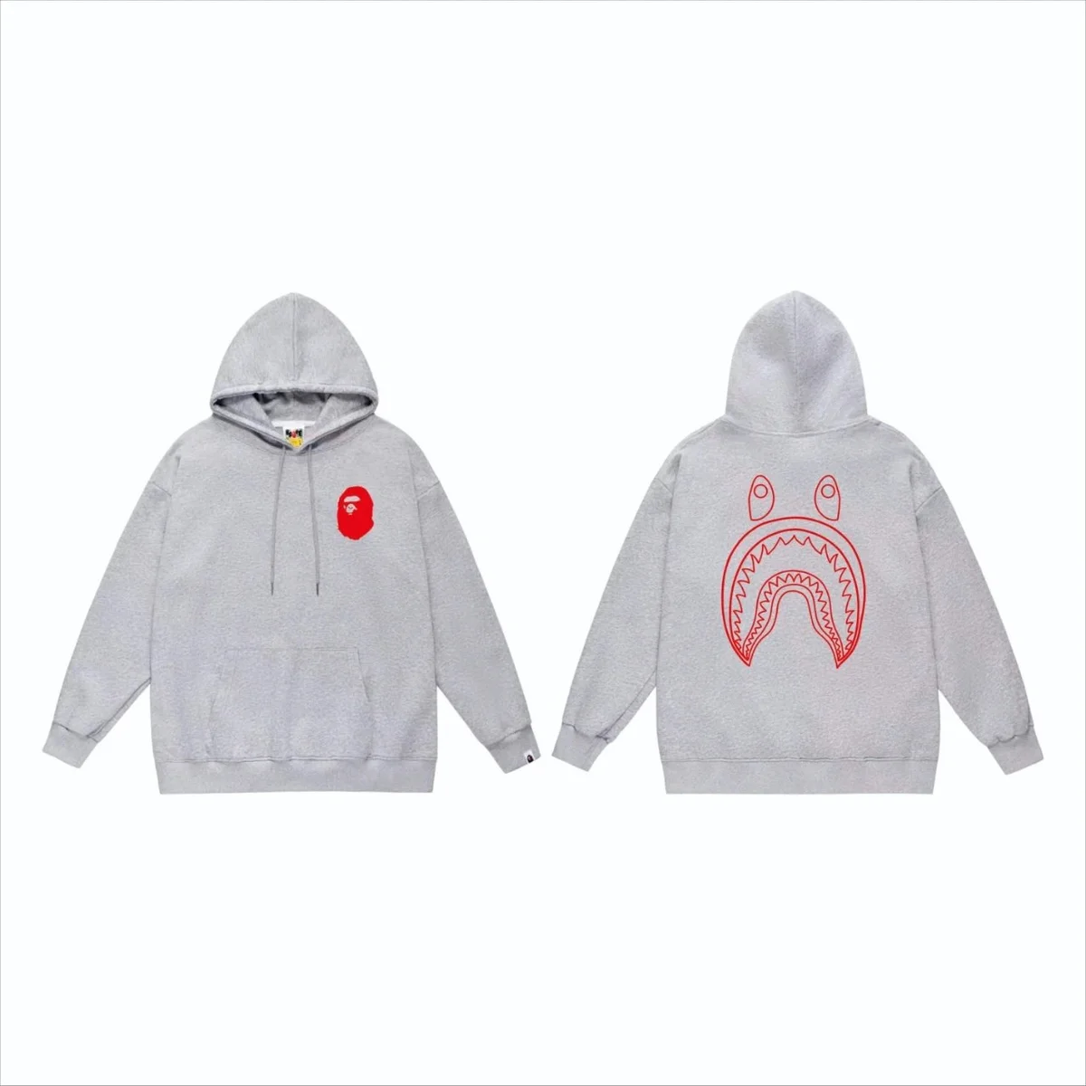 A Bathing Ape A Bathing Ape BAPE STA Grey Shark Hoodie Grey - 1