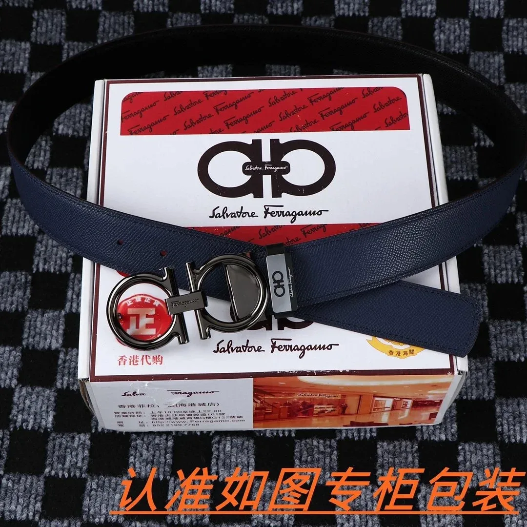 Salvatore Ferragamo Salvatore Ferragamo Navy Leather Belt Navy - 1