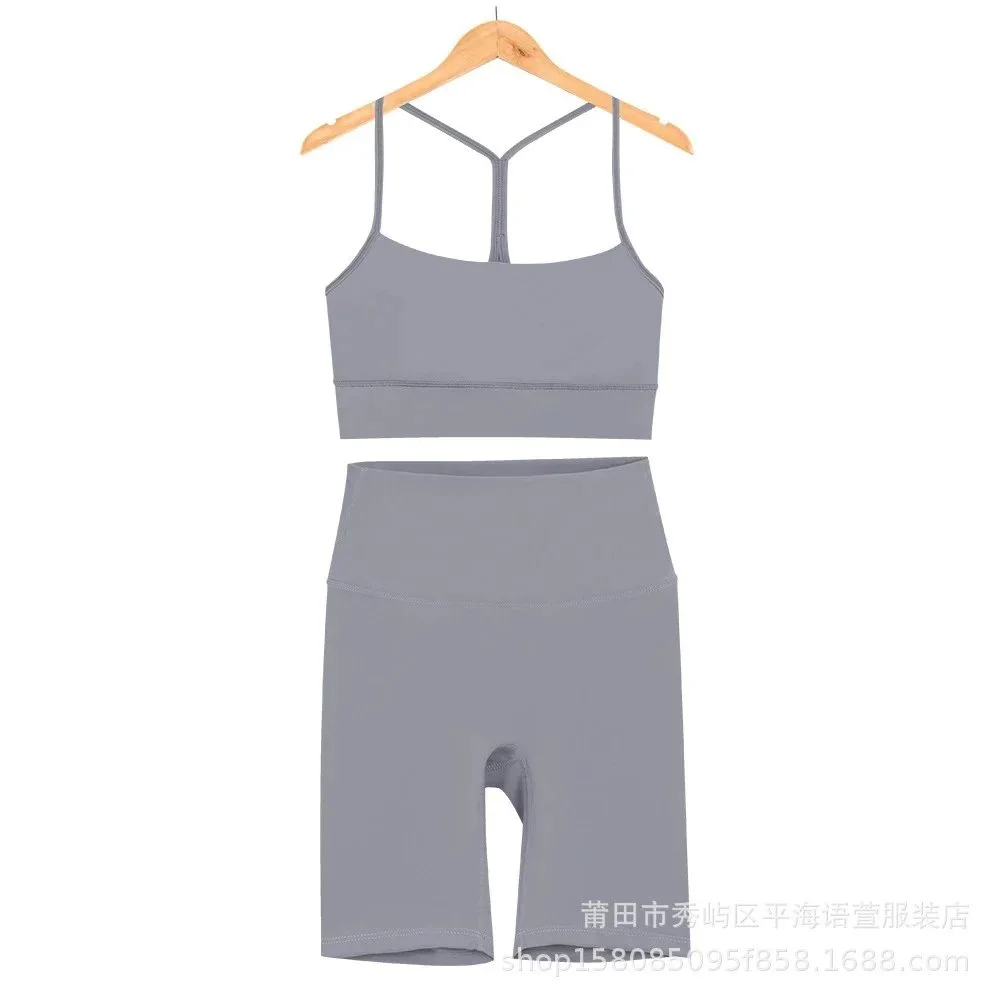 Other Blue Grey Y-Type Set Shorts & Crop Top Grey - 1