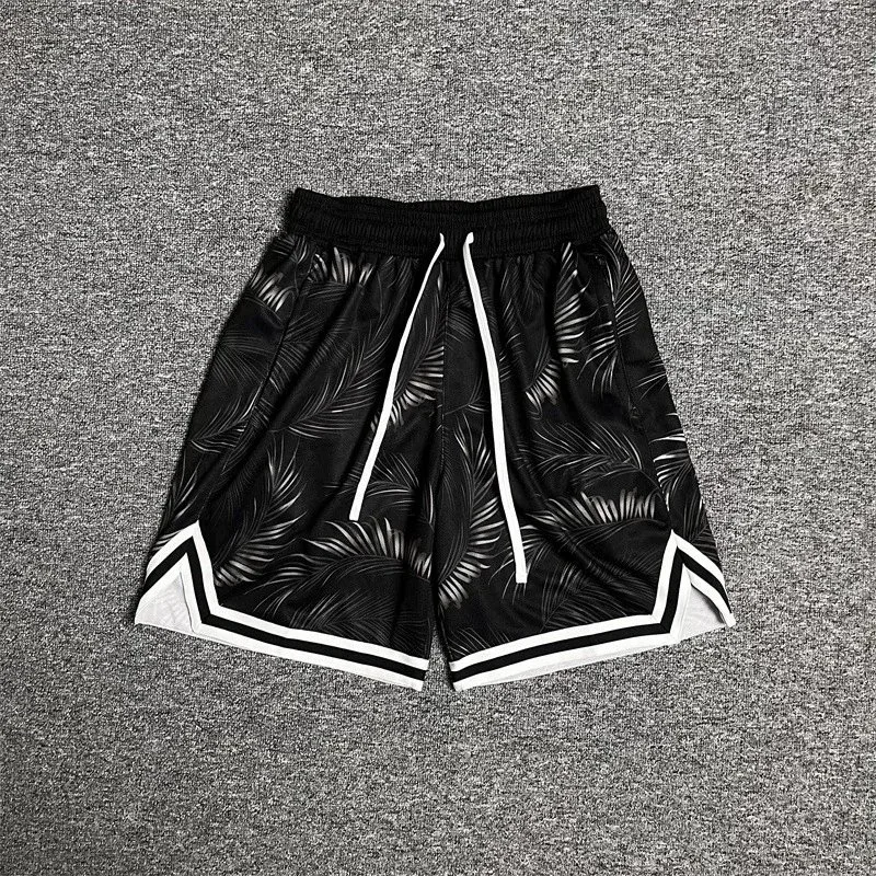 Other Black Palm Leaf Print Basketball Shorts Black - 1