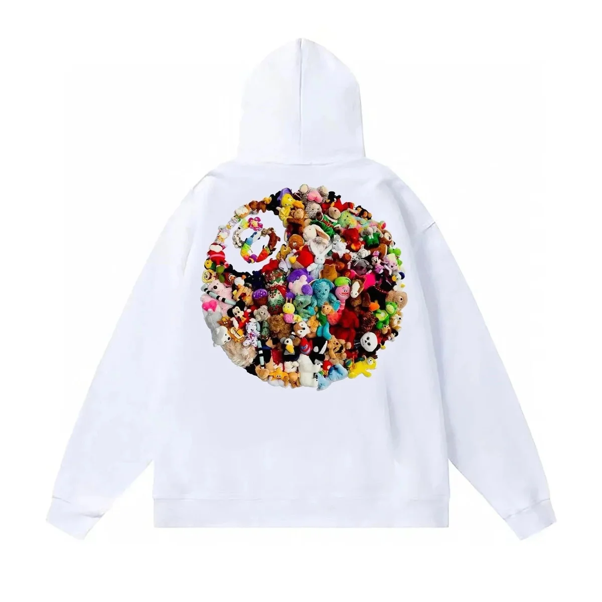 Other Unisex White Peace Sign Plush Hoodie White - 1