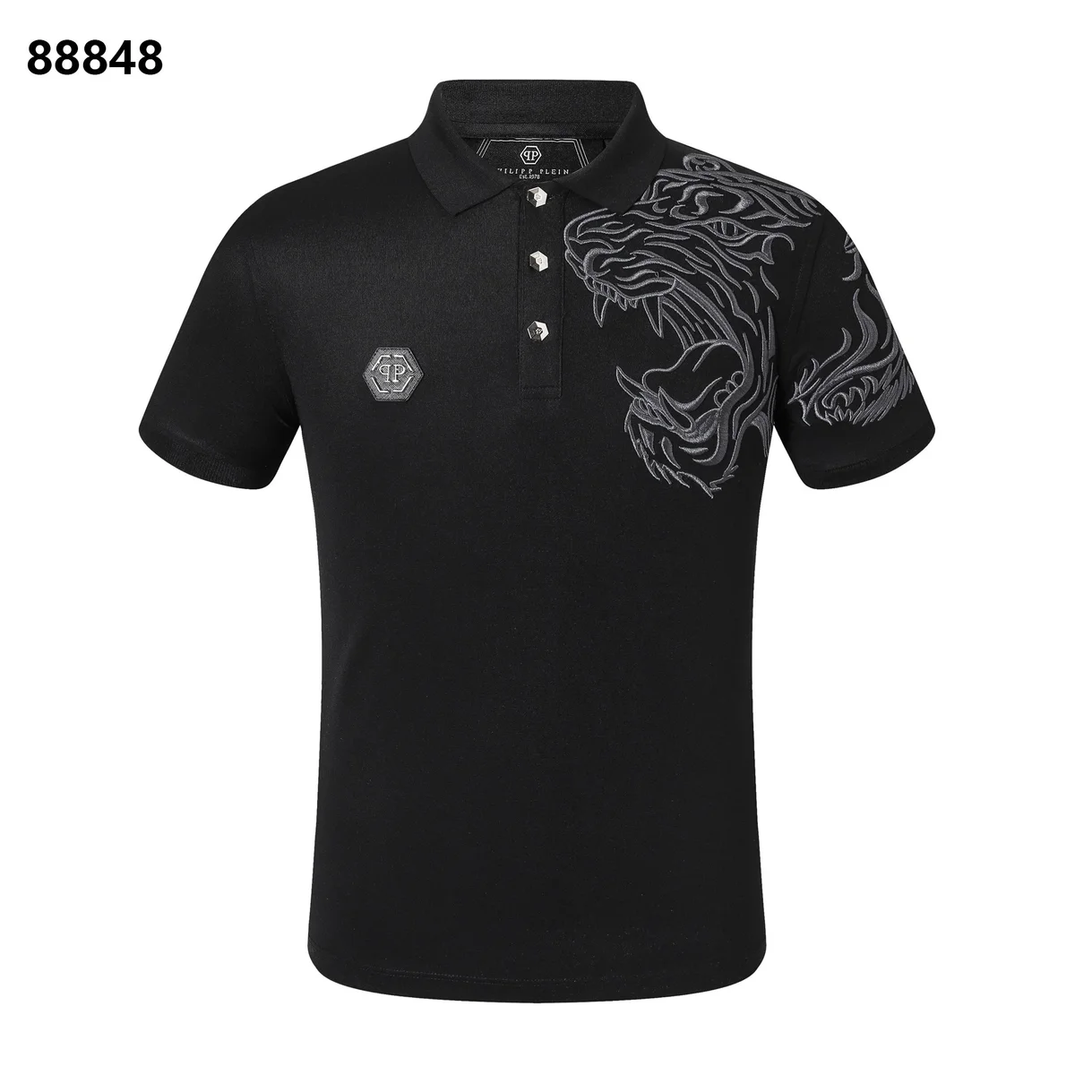 Philipp Plein Philipp Plein Tiger Embroidery Polo Shirt 13 Black Black - 1