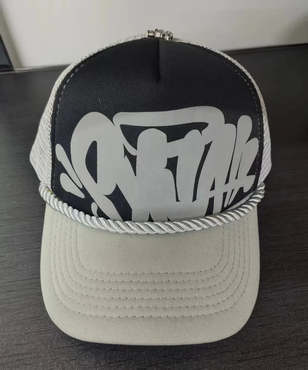 Other Unisex Trucker Cap with Rope Detail in Sponge Rope Grey Black Grey - 1