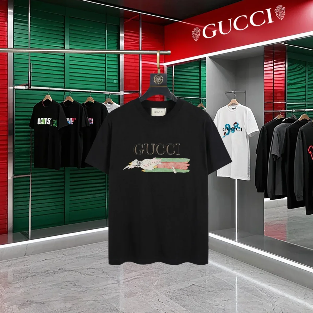 Gucci Gucci Black 'Bird' T-Shirt Black - 1