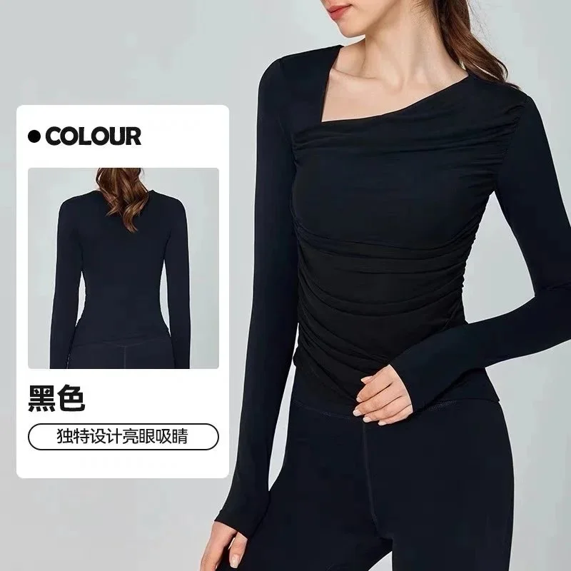 Other Black Asymmetrical Ruched Long Sleeve Top Black - 1
