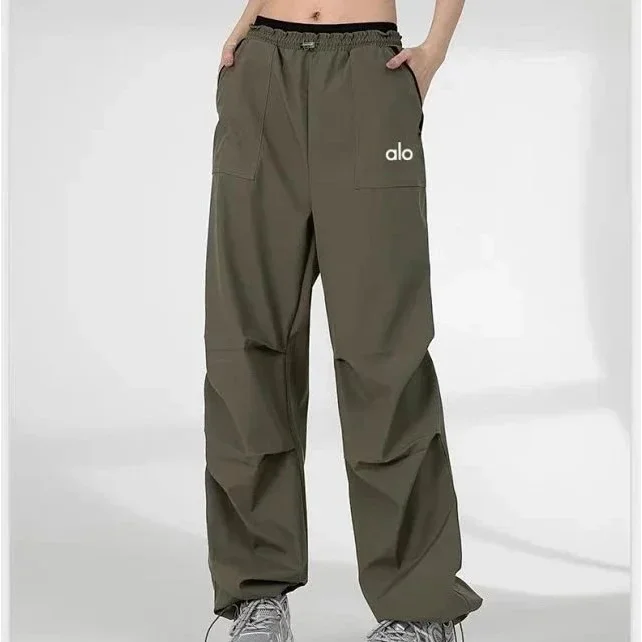 Alo Yoga Alo Military Green Wide Leg Pants Green - 1
