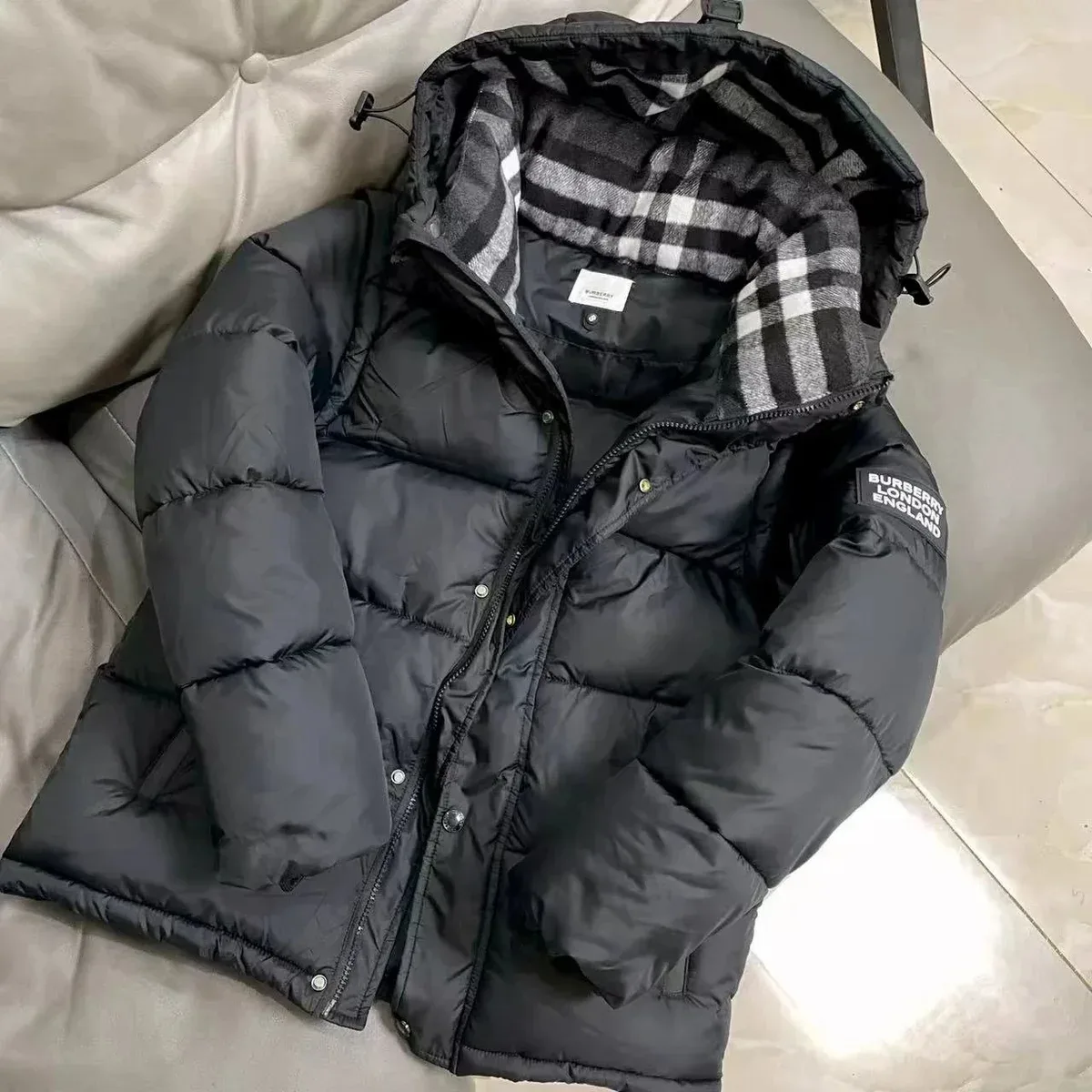 Burberry Burberry Classic Check Black/Checkered Hood Puffer Jacket Black