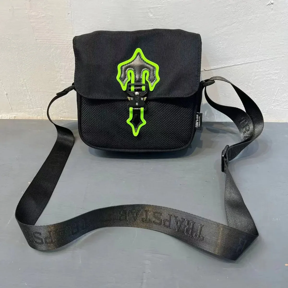 Other Unisex Black with Green Accents Crossbody Bag Black - 1