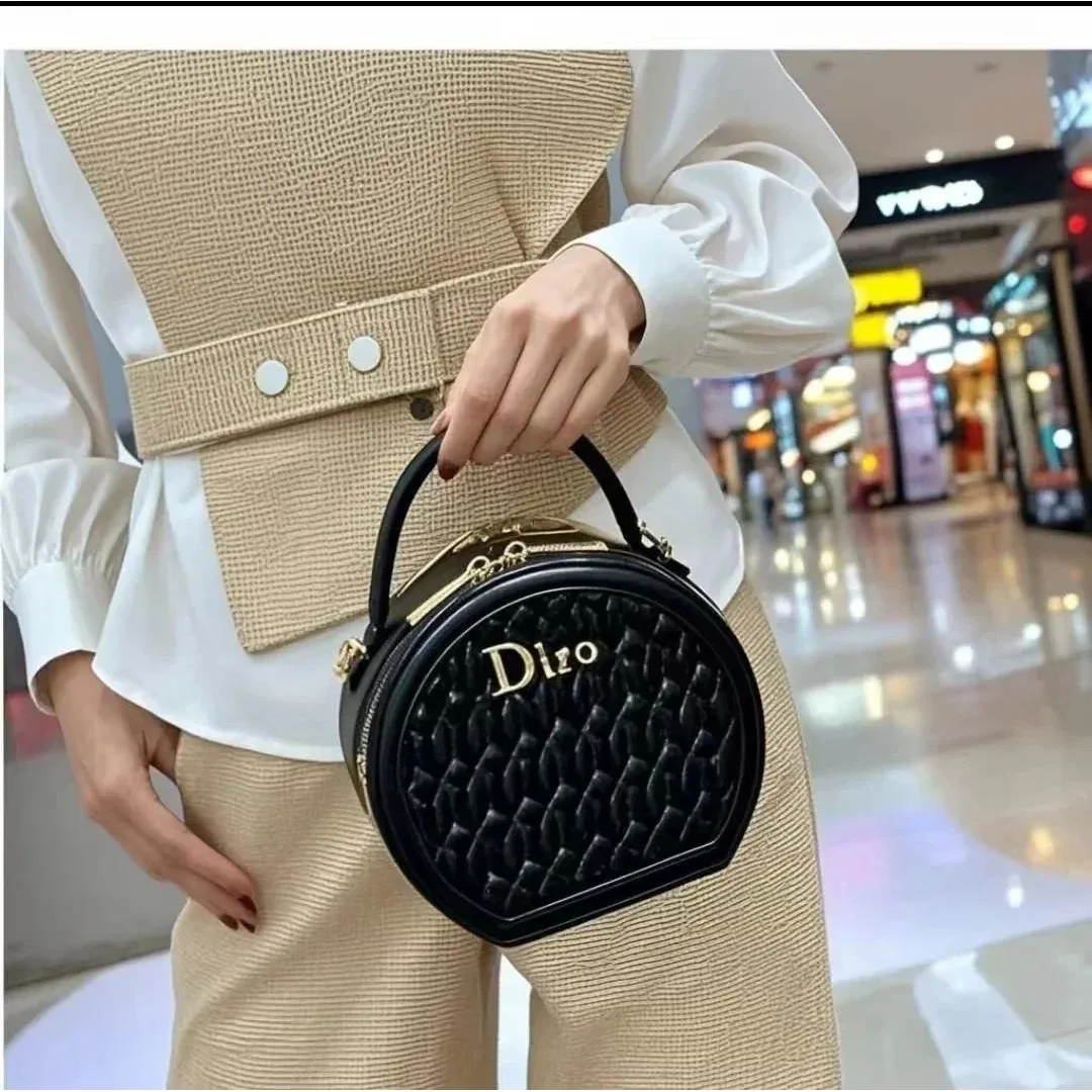 Dior Dior Round Handbag Black Double Shoulder Strap Black