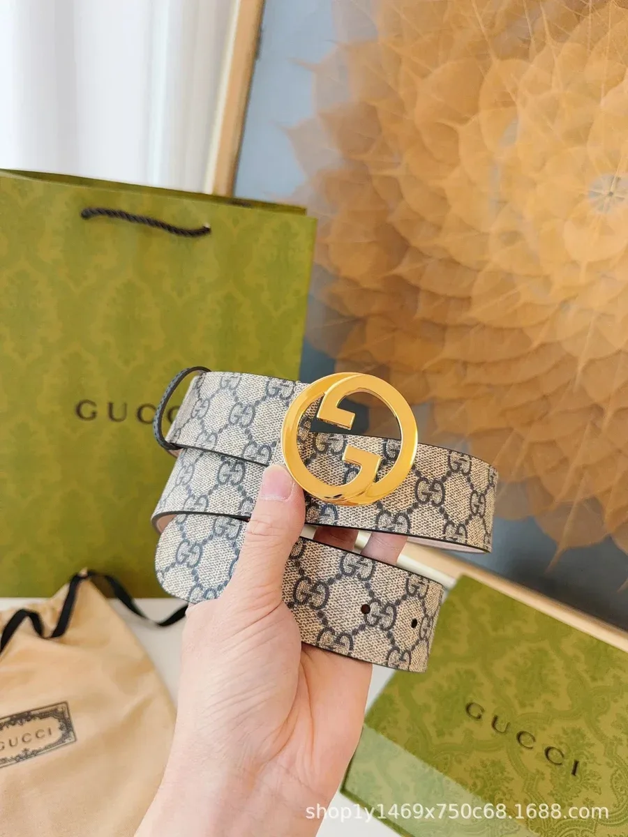 Gucci Gucci GG Supreme Beige/Blue Belt Beige