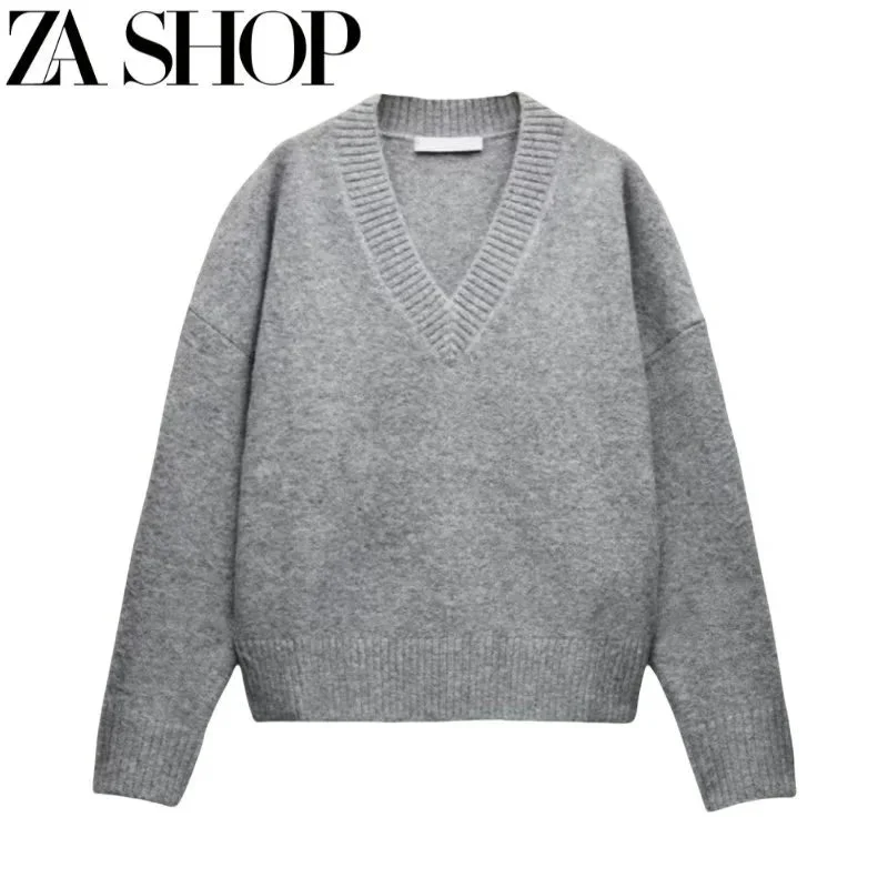 Other Za Shop Grey V-Neck Sweater Grey - 1