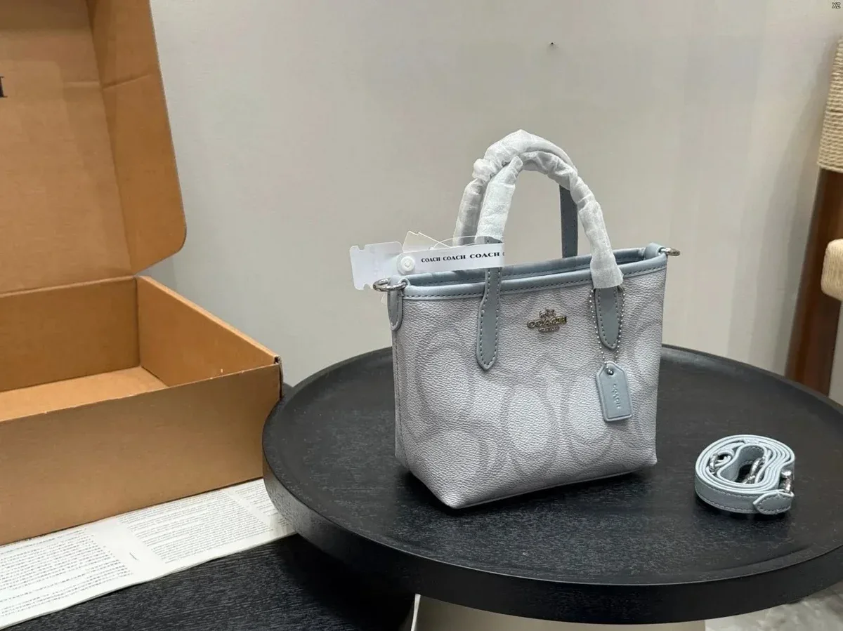 Coach Coach Signature Mini Tote New Blue Handbag Blue - 1