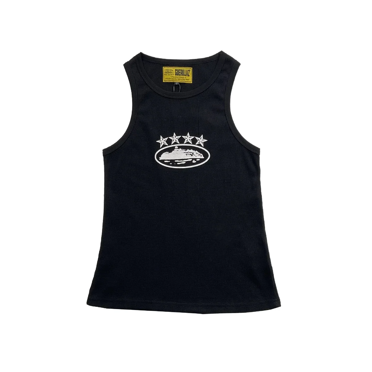Other Black Ribbed Tank Top with Star & Ship Print Black - 1