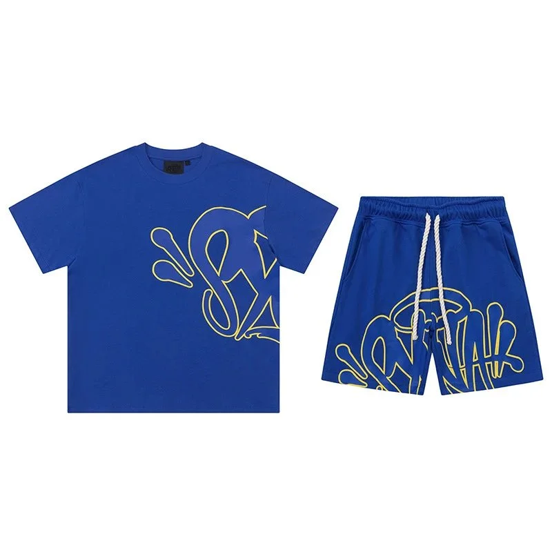 Other Blue Graffiti Print Set - T-Shirt & Shorts Blue - 1