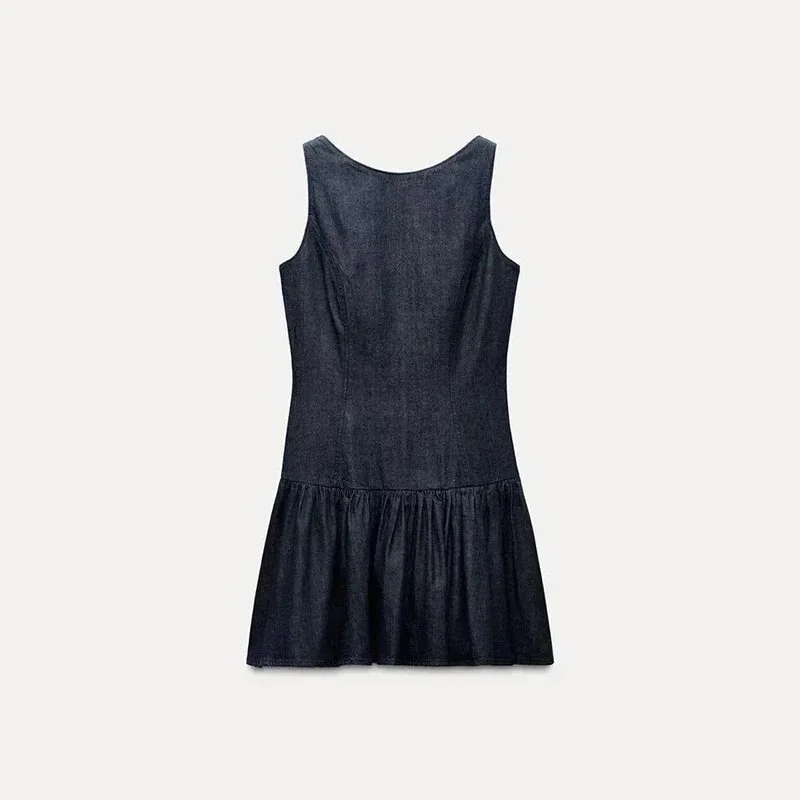 Other Unisex Indigo Denim Mini Dress Navy - 1