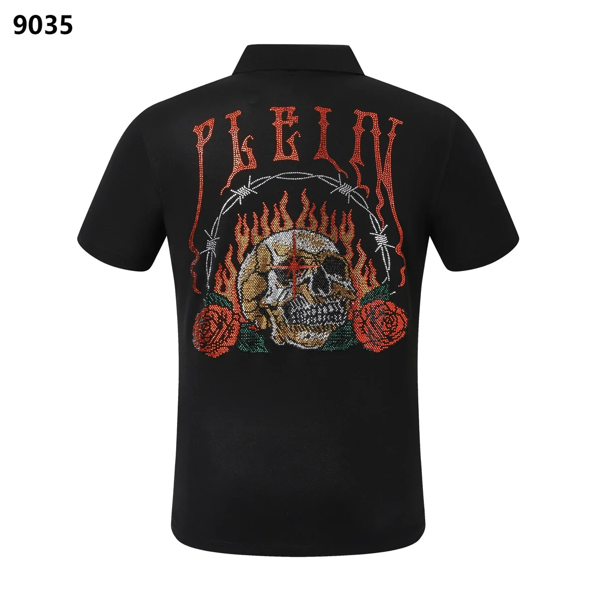 Philipp Plein Philipp Plein Skull Flame Rose Polo Shirt 18 Black Black - 1