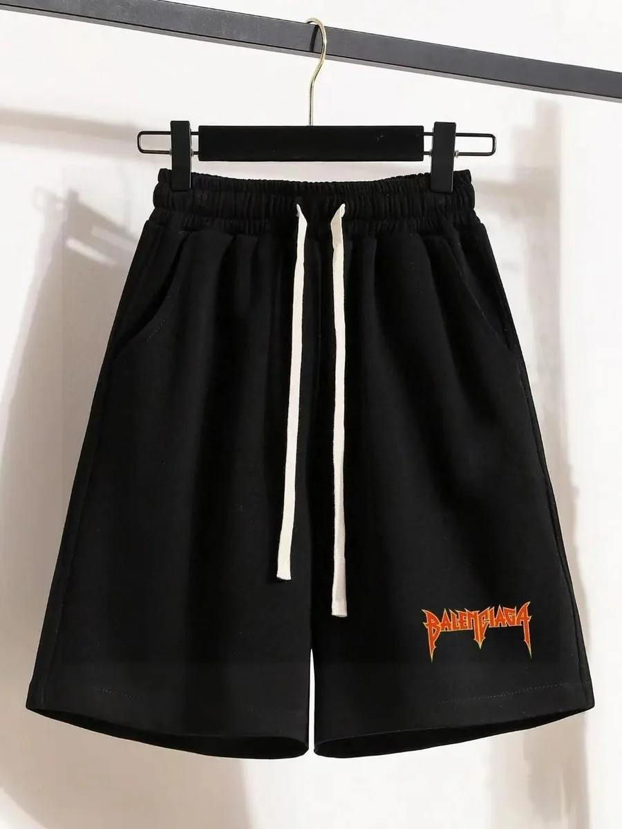 Balenciaga Balenciaga Black 'BALENCAGA' Print Shorts Black - 1