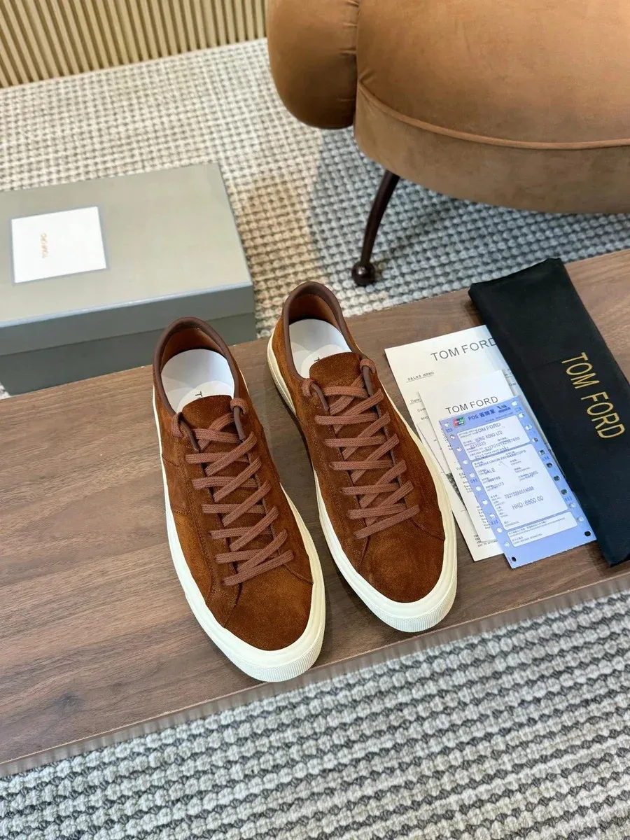 Tom Ford Tom Ford Suede Low-Top Sneakers Brown Leather Brown - 1