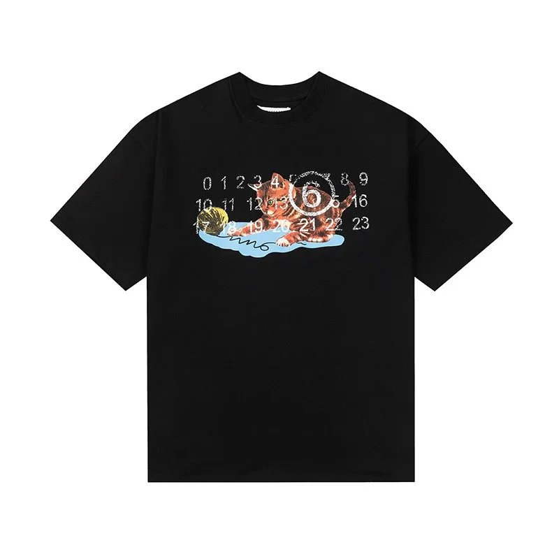 Other Black Cat Print Graphic T-Shirt Black - 1