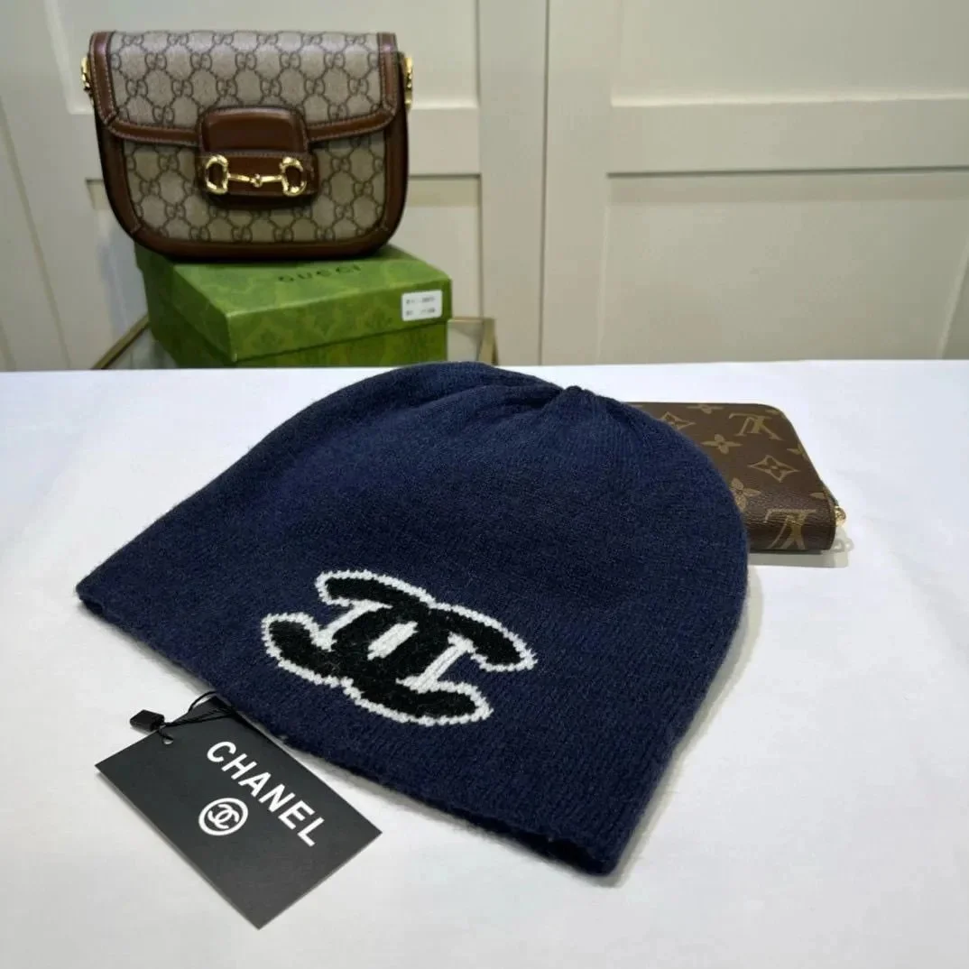Chanel Chanel Navy CC Logo Beanie Navy