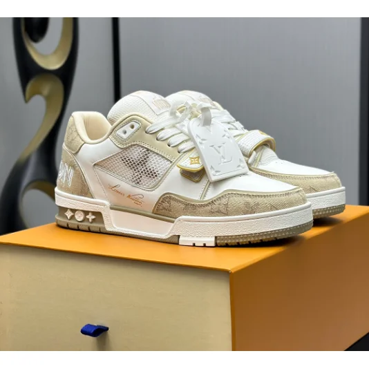 Louis Vuitton Louis Vuitton LV Trainer White/Beige Monogram Sneakers Beige