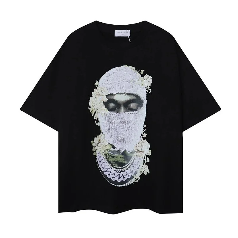 Other Black Floral Mask Print Oversized T-Shirt Black - 1