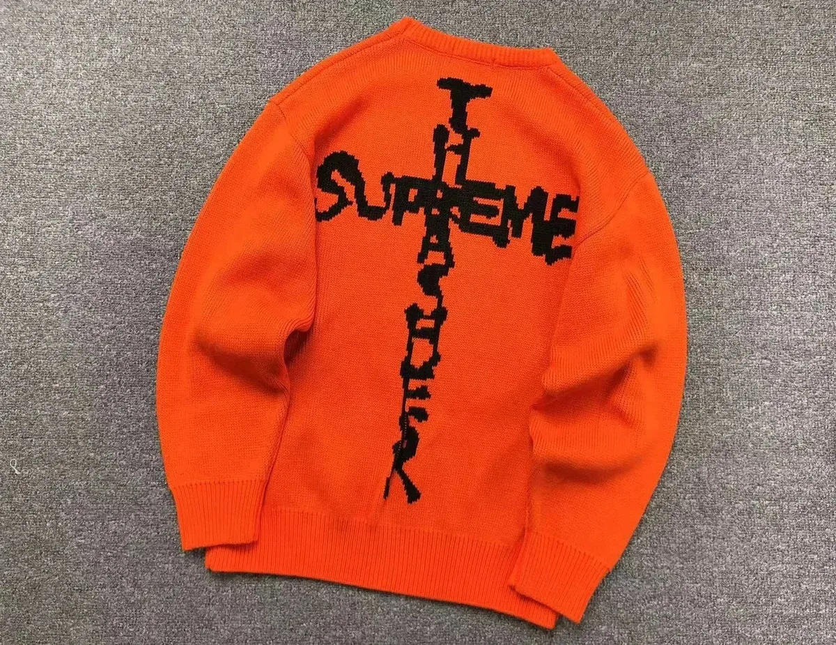 Supreme Supreme Supreme Bright Orange Cross Knit Sweater Orange - 1