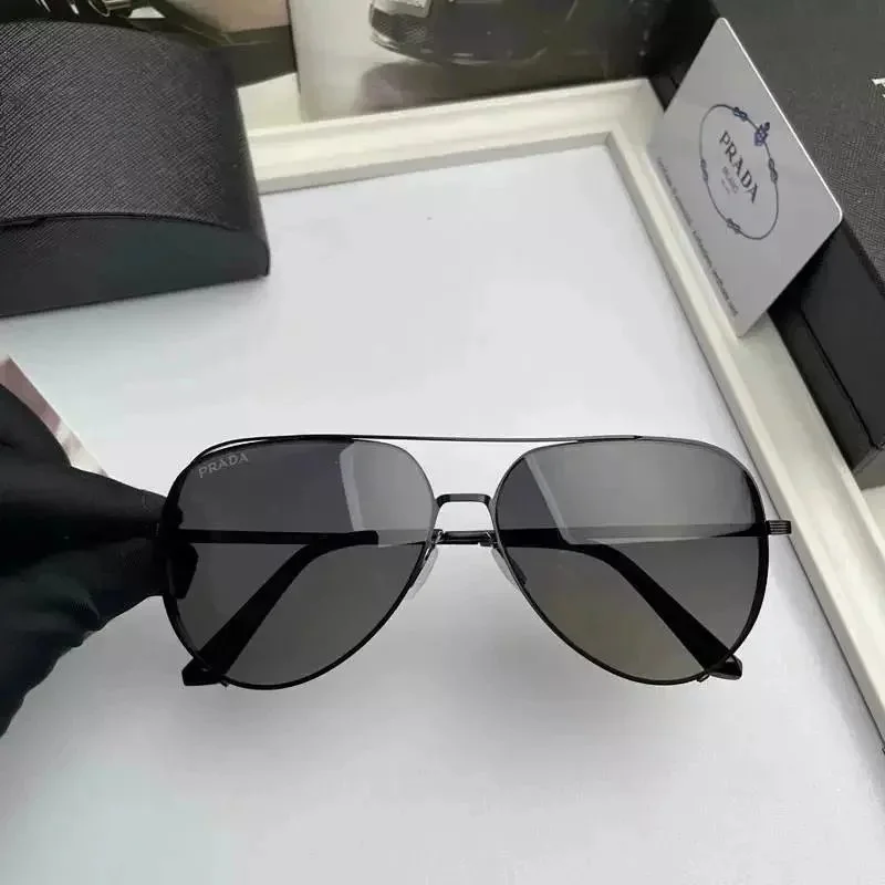 Prada Prada Aviator Sunglasses Black Frame Grey Lenses Eyewear Black - 1