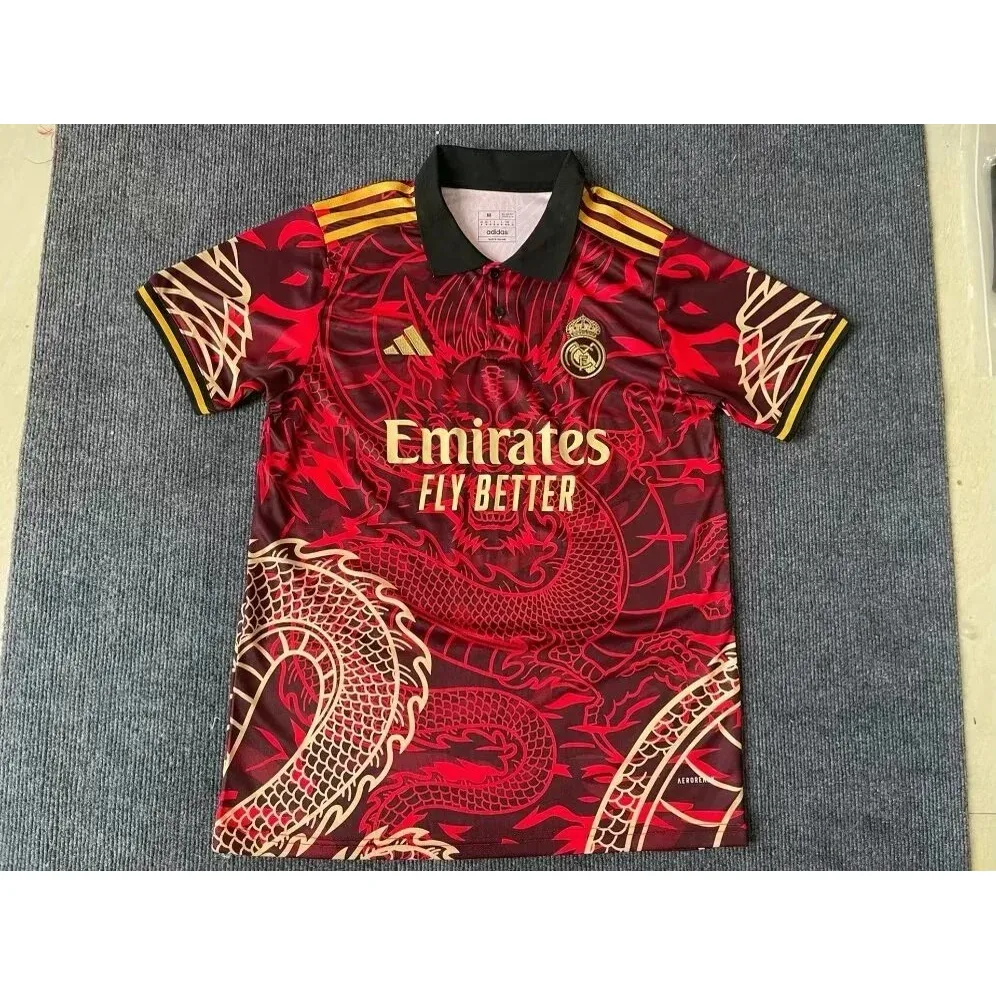 Adidas Adidas Classic Football Burgundy/Gold Dragon Real Madrid Jersey Red