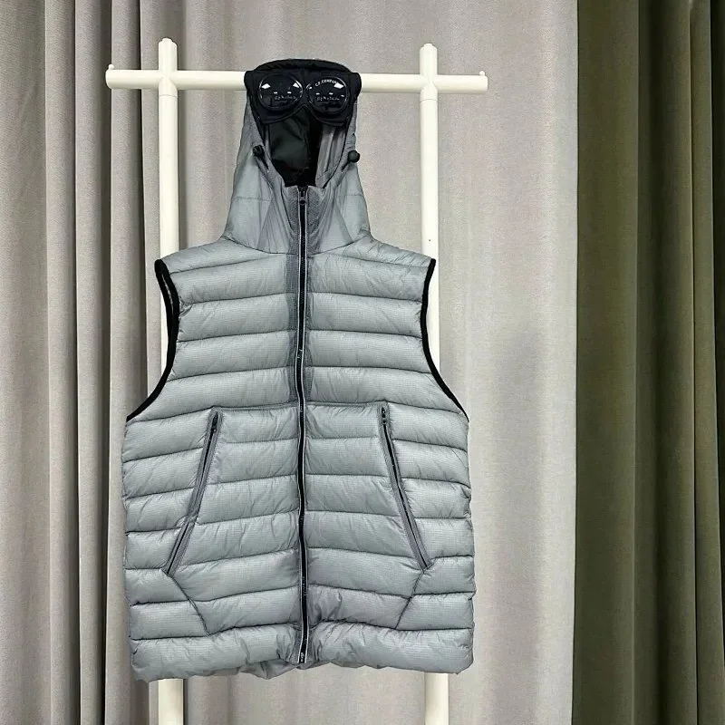 Other Unisex Grey Lightweight Puffer Vest with Hood Grey - 1