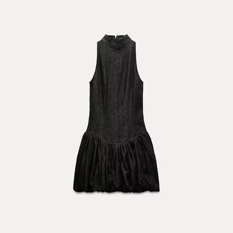 Other Coal Grey Denim Dress Casual Grey - 1