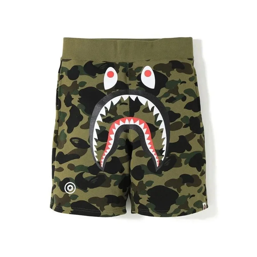 A Bathing Ape A Bathing Ape BAPE STA Camo Shark Shorts Green - 1