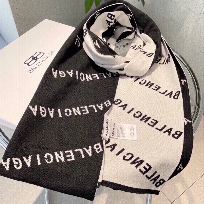 Balenciaga Balenciaga Logo Scarf Black/White Black - 1