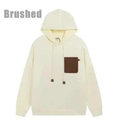 Other Brushed Off-White Hoodie with Brown Pocket Cream - 1