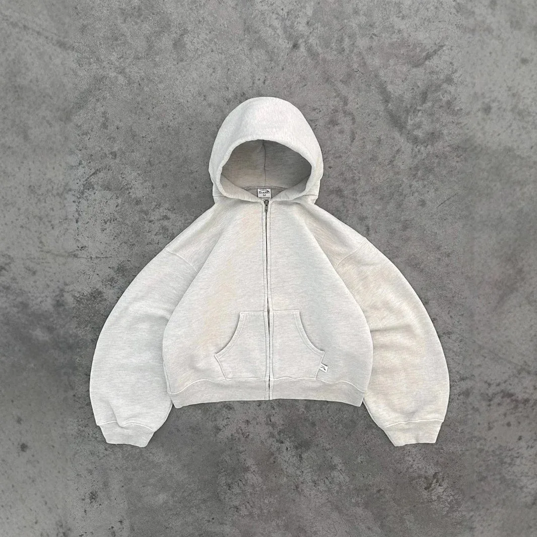 Other Unisex Light Grey Zip-Up Hoodie Grey - 1