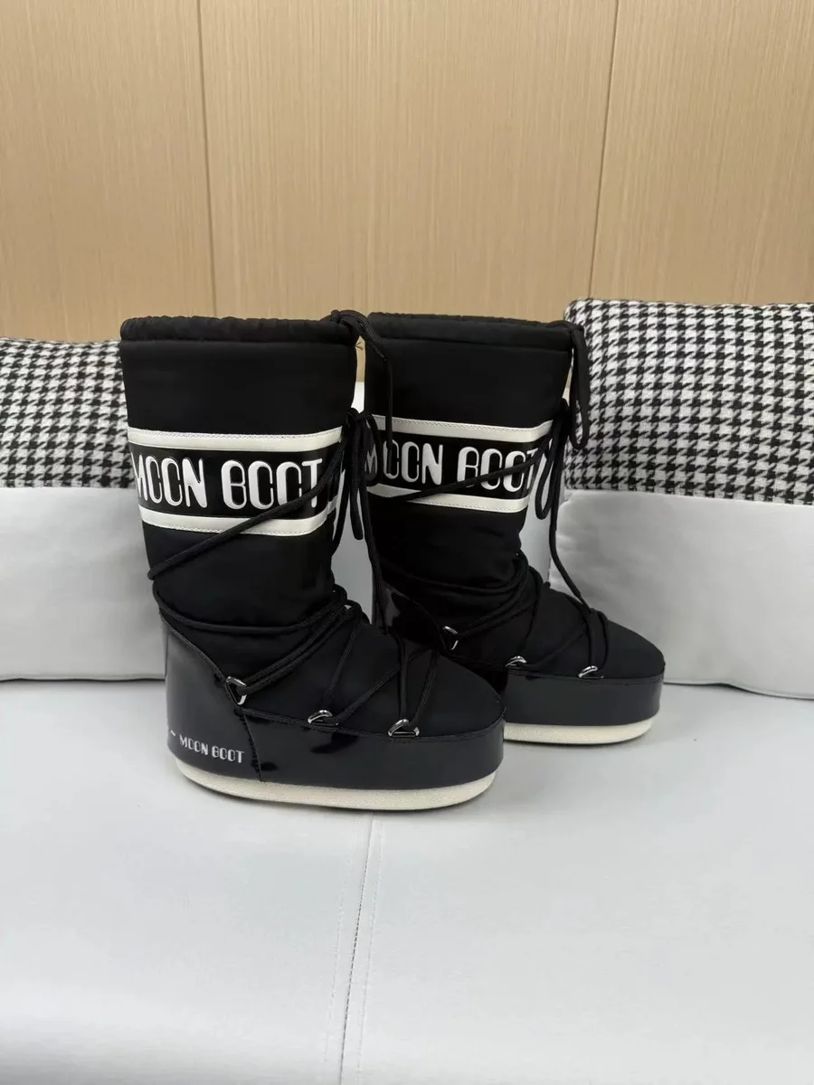 Moon Boot Black Tall Waterproof Fabric Boots